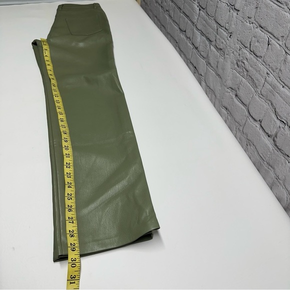 Wilfred Olive Green Straight Leg Pants faux leather sz 2 - Picture 7 of 13